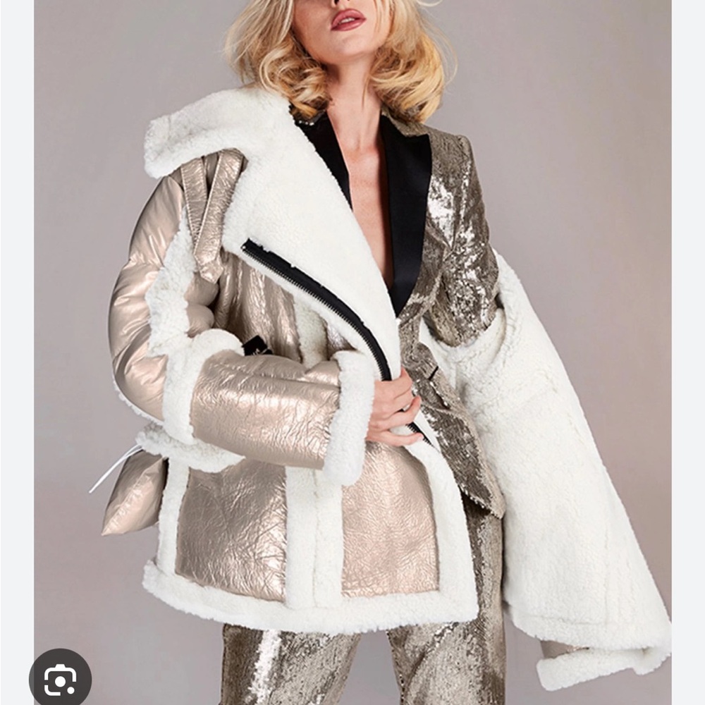 Nicole Benisti Metallic Shearling Jacket